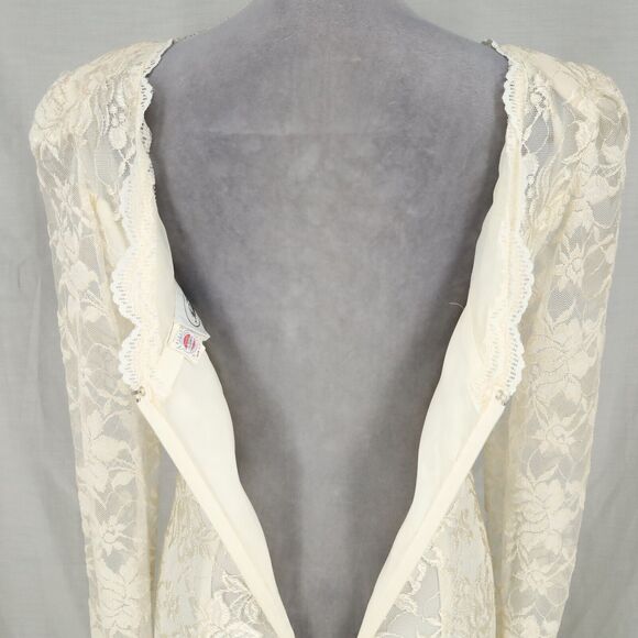 Evenings by Pantagis Gown Womens 4 Ivory Lace Dress Lined Bubble Hem Vintage 80s - Picture 12 of 13